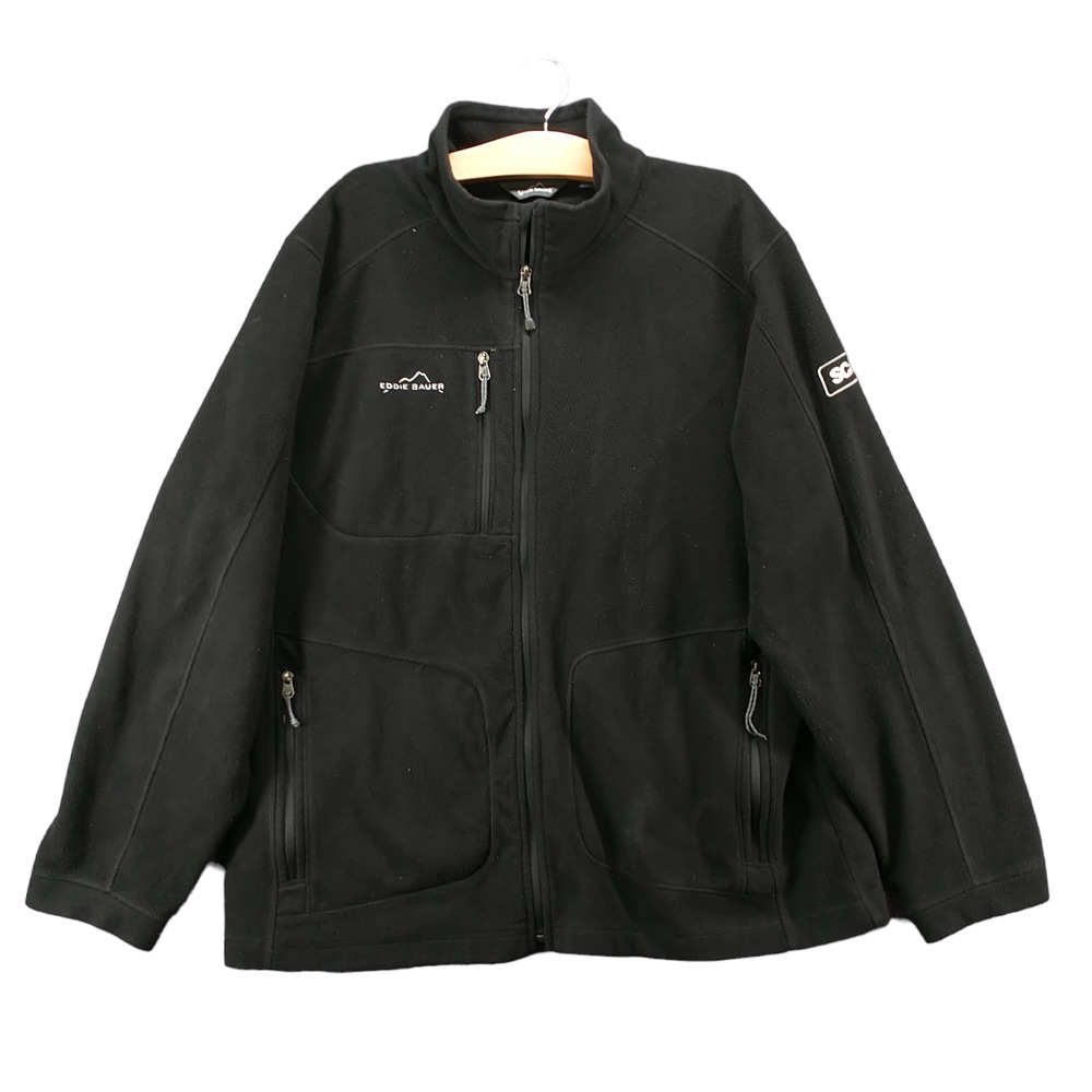 Eddie Bauer Men's EB230 Wind Resistant Full Zip Fleece Jacket Black XL Logo
